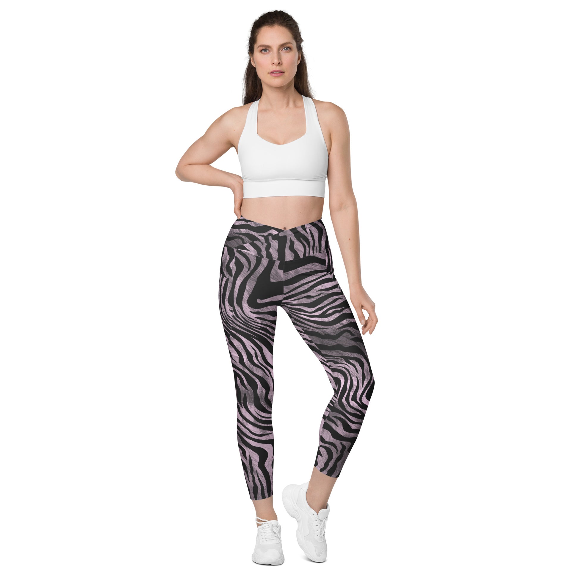 Zebralis Women's Recycled Crossover Leggings With Pockets - FLAKOUT