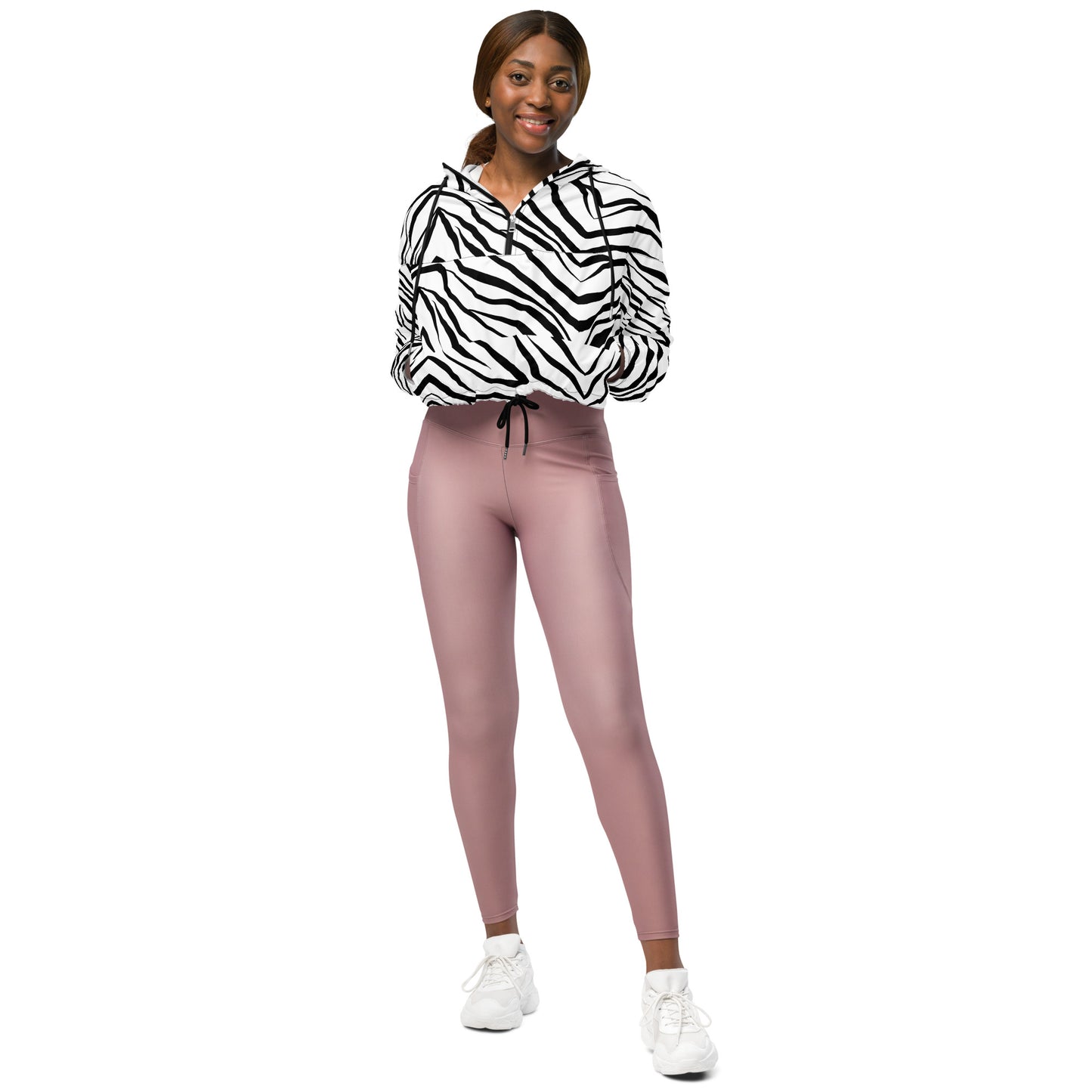 Striped Zebra Vibrance Women’s Cropped Windbreaker - FLAKOUT