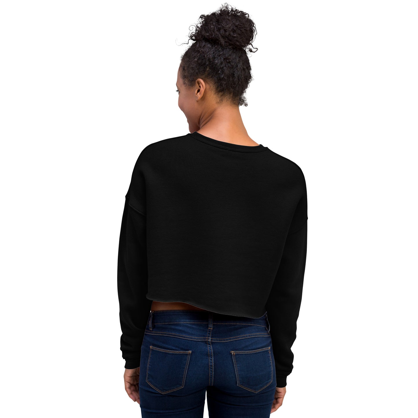 Vivid Existence Live Your Life Women's Crop Sweatshirt - Black - FLAKOUT